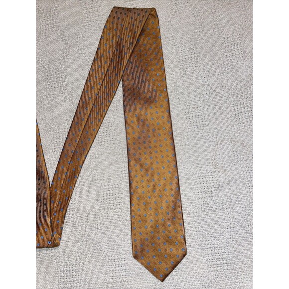 Boss Hugo Boss Men’s Dress Tie Size 59” 3” Gold Dotted Business Formal Italy - Picture 4 of 12